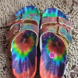 Multicolor Rhinestone Sandals Rainbow Core Dopamine Dressing Playful Chic